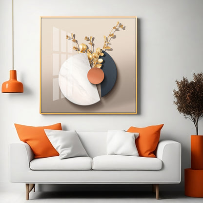 Gold-Toned Decorative Branches Premium Acrylic Square Wall Art