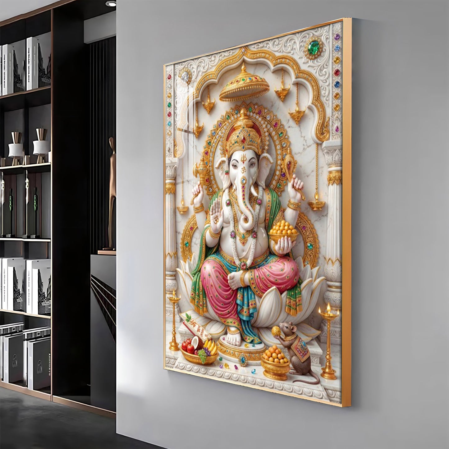 Radiance of Peace Ganesh Ji Premium Acrylic Vertical Wall Art