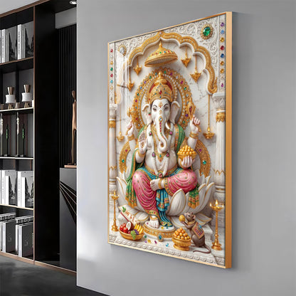 Radiance of Peace Ganesh Ji Premium Acrylic Vertical Wall Art