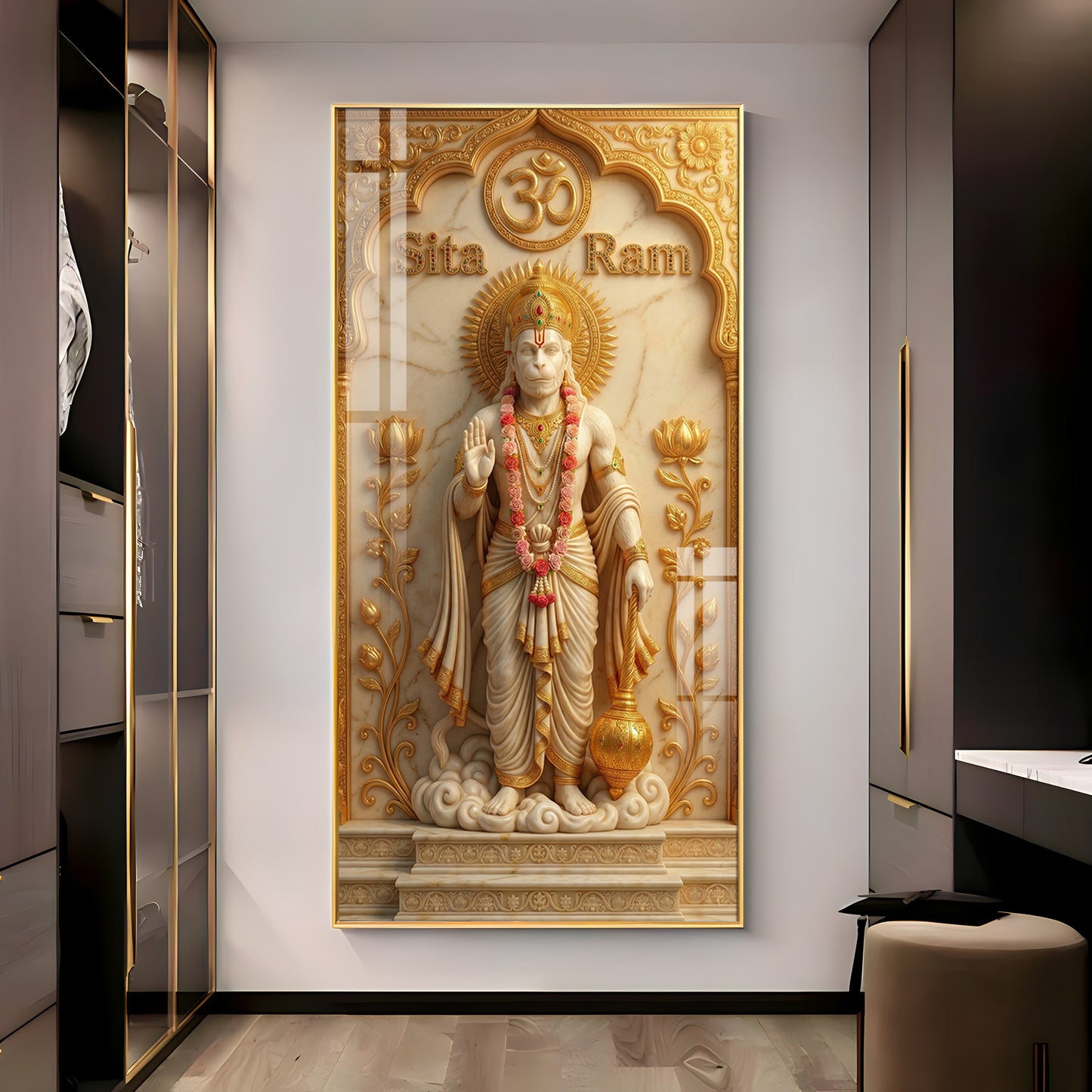 Lord Hanuman's Premium Acrylic Vertical Wall Art