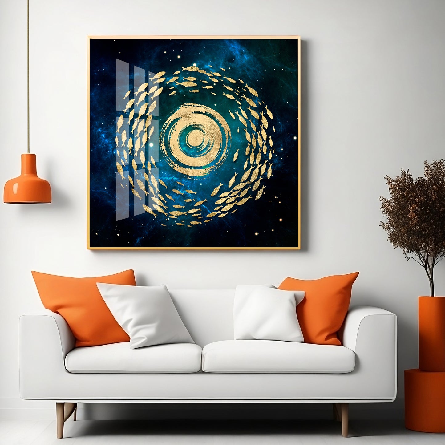 Fish Flow Mosaic Premium Acrylic Square Wall Art