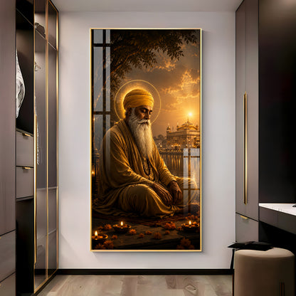 Divine Guru Nanak Ji Premium Acrylic Vertical Wall Art