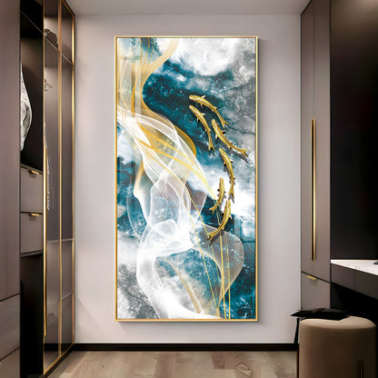 Golden Swim Premium Acrylic Vertical Wall Art