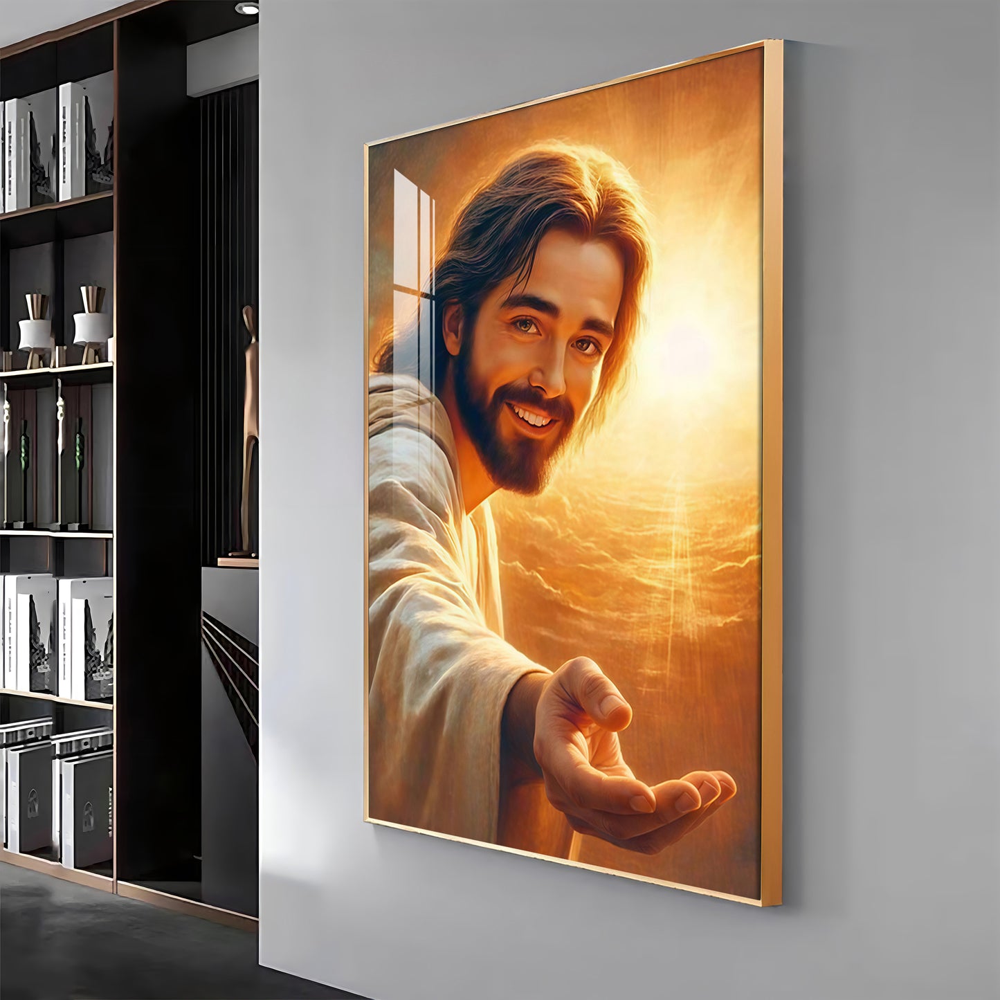 Smiling Jesus Christ Premium Acrylic Vertical Wall Art