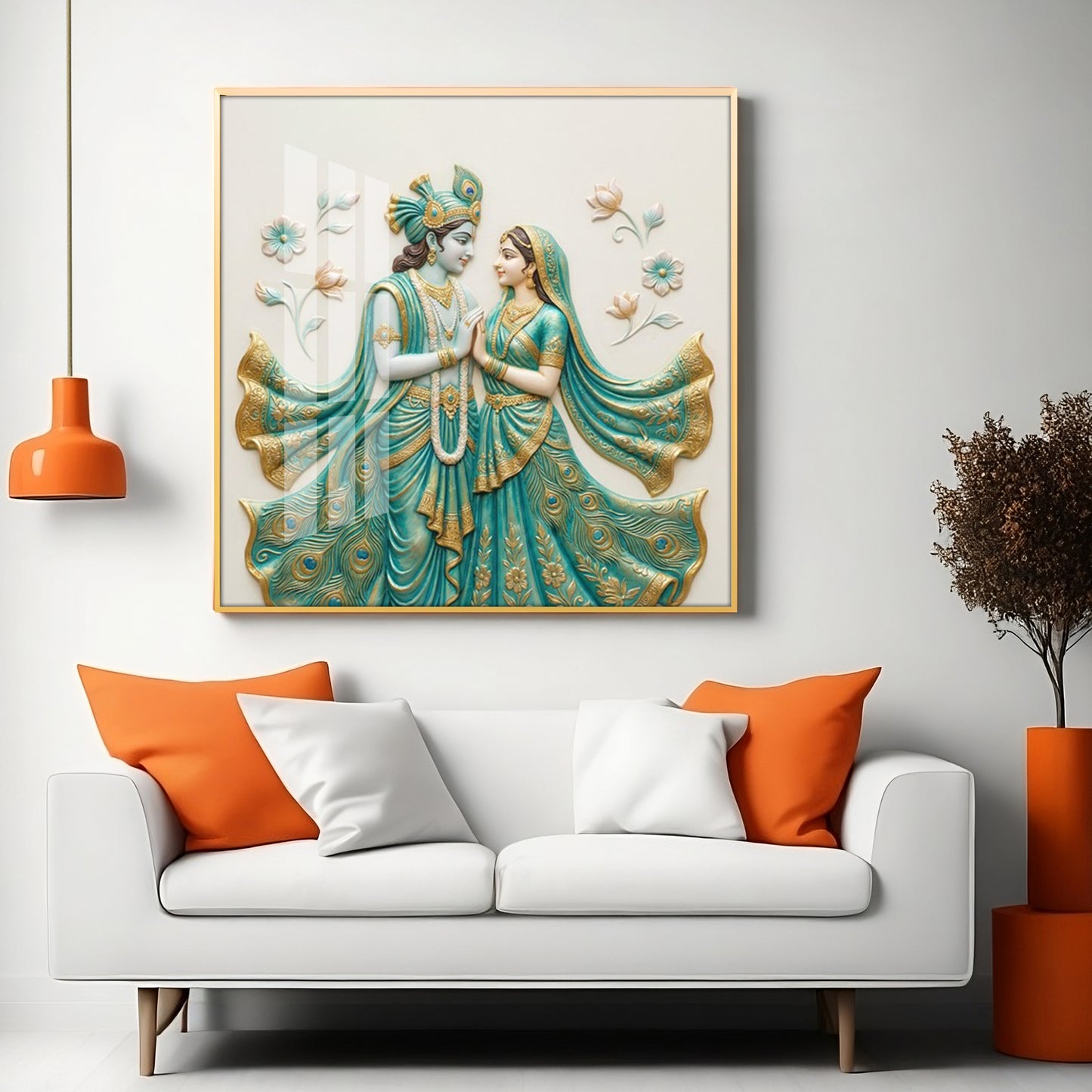 Divine Radha Krishna Premium Acrylic Square Wall Art