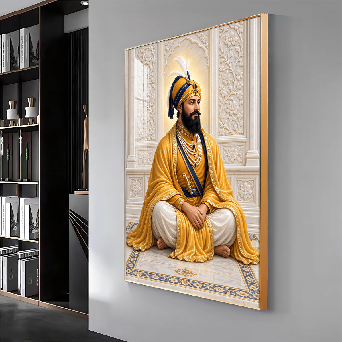 Guru Gobind Singh Ji In Yellow Attire Premium Acrylic Vertical Wall Art