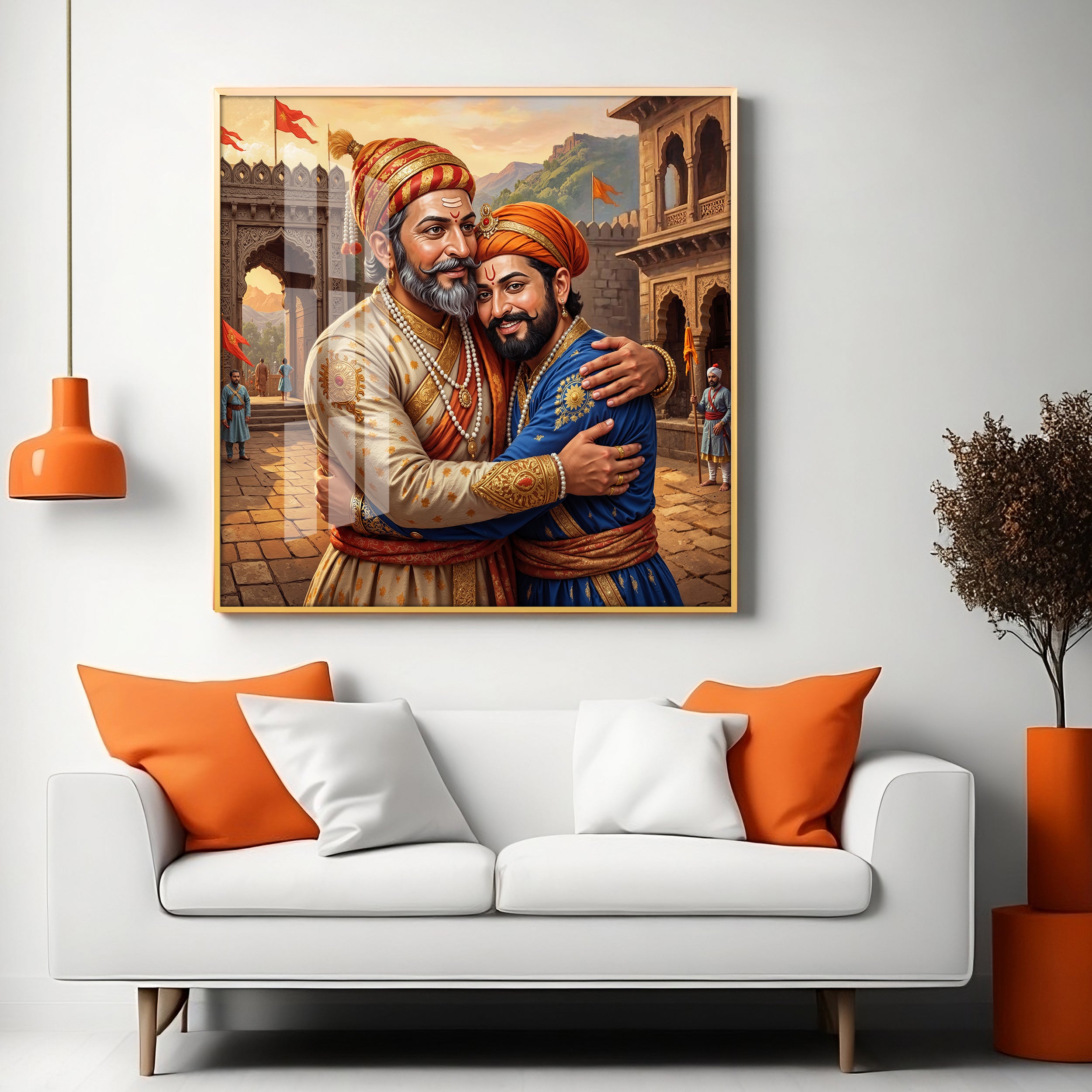 Shivaji Maharaj With Sambhaji Maharaj Premium Acrylic Square Wall Art
