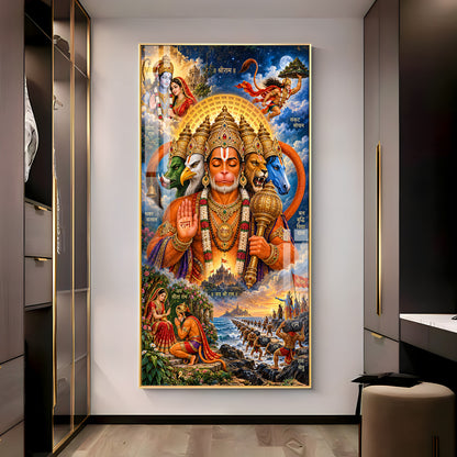 Divine Panchmukhi Hanuman Premium Acrylic Vertical Wall Art