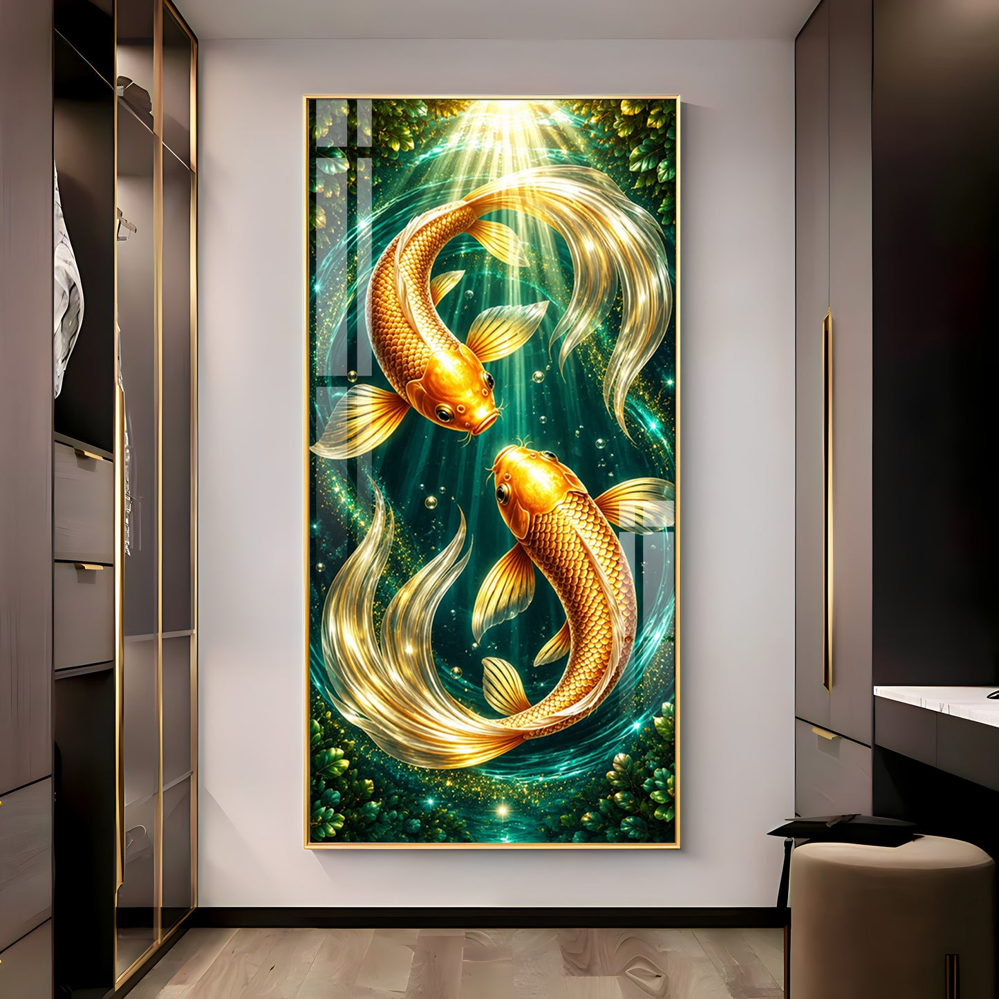 Beautiful Pair Of Koi Fish Premium Acrylic Vertical Wall Art