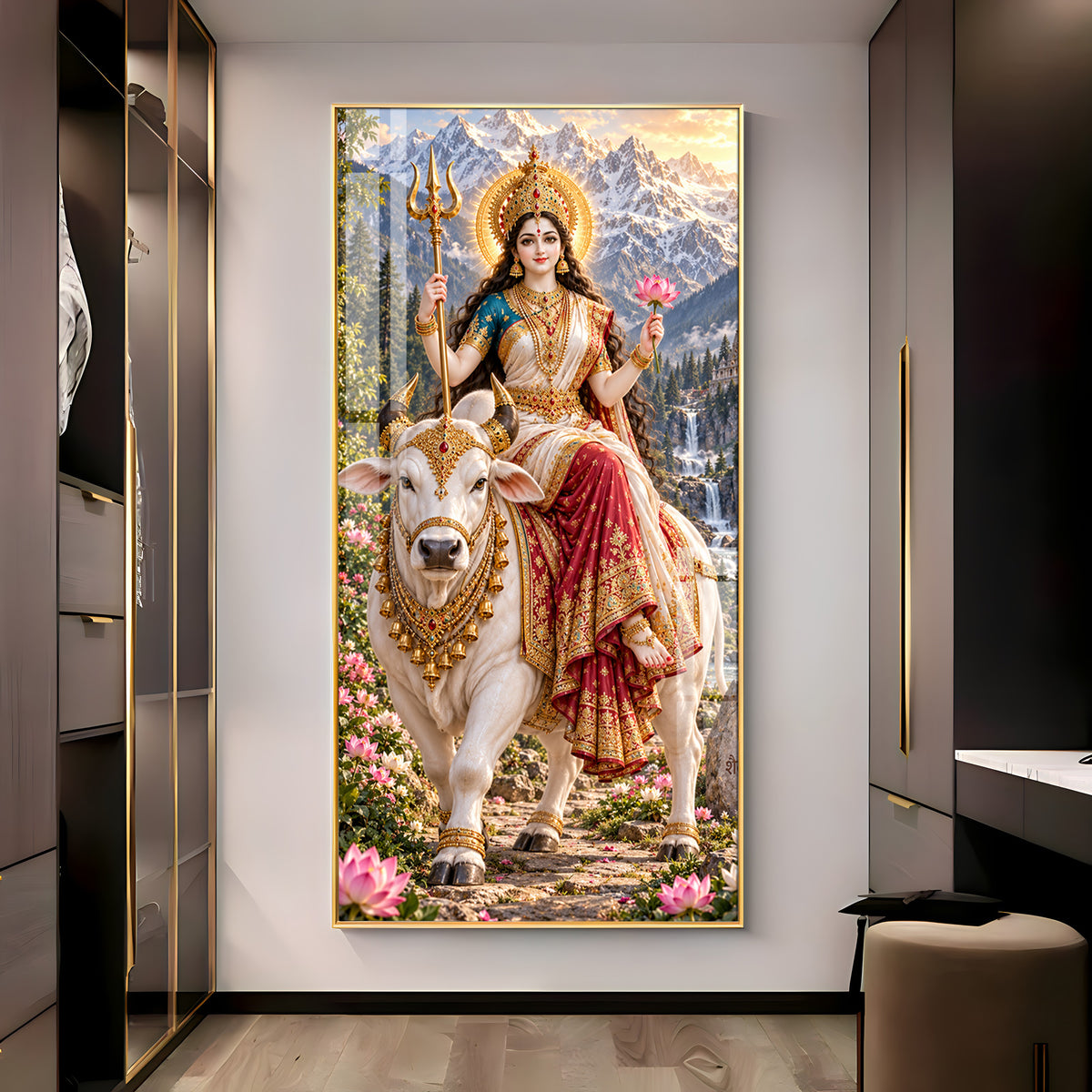 Maa Shailputri Premium Acrylic Vertical Wall Art