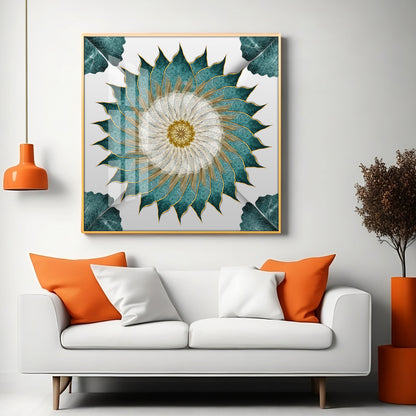 Leaf Rangoli Premium Acrylic Square Wall Art