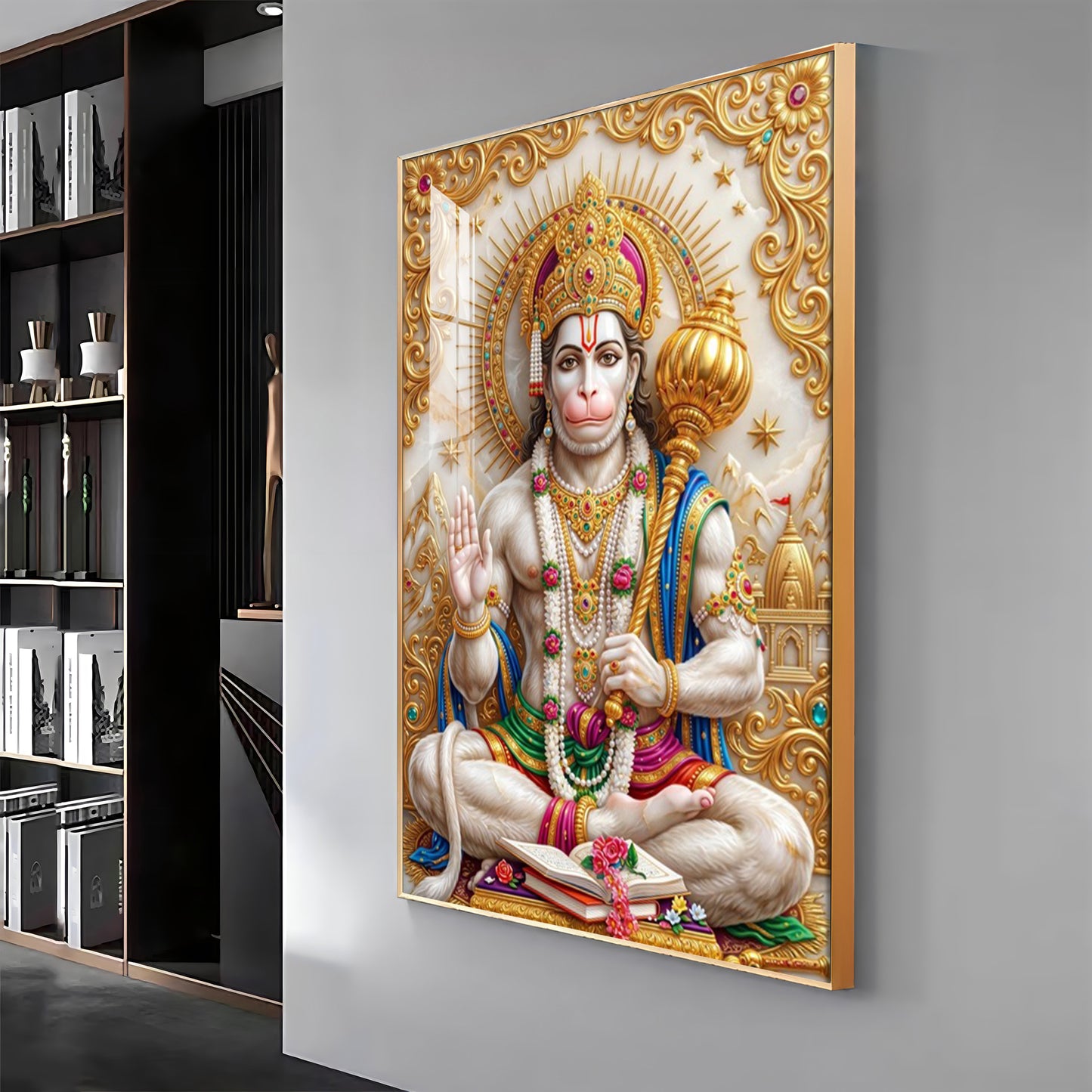 Divine Lord Hanuman Ji Premium Acrylic Vertical Wall Art