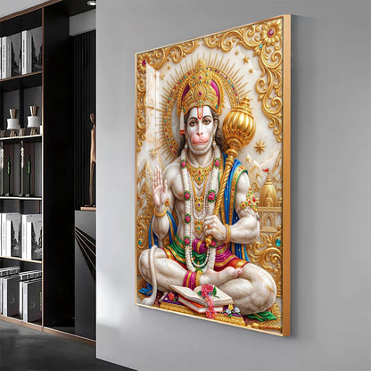 Divine Lord Hanuman Ji Premium Acrylic Vertical Wall Art