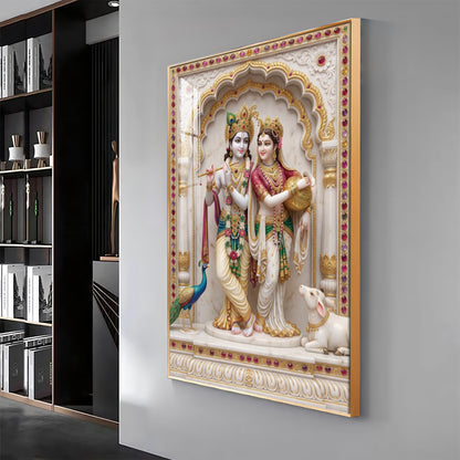 Radha Krishna Aura Premium Acrylic Vertical Wall Art