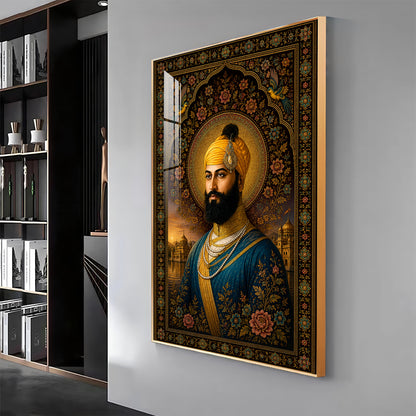 Guru Gobind Singh Ji Royal Portrait Premium Acrylic Vertical Wall Art