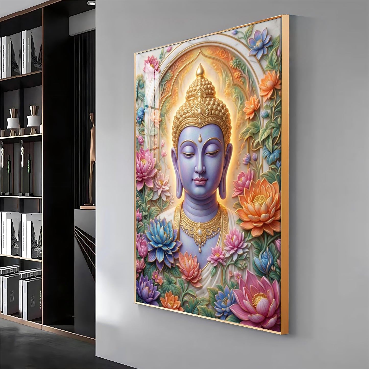 Depiction Of Lord Gautam Buddha Premium Acrylic Vertical Wall Art
