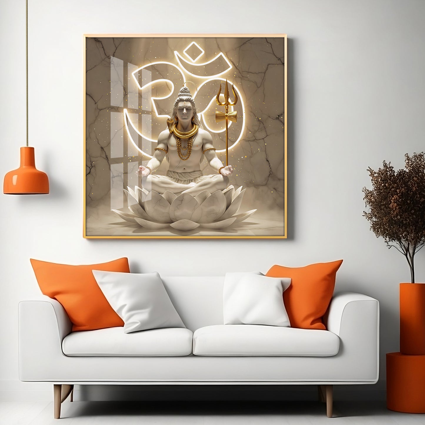 Lord Shiva Meditating Premium Acrylic Square Wall Art