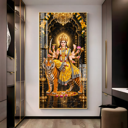 Pitambari Maa Durga Premium Acrylic Vertical Wall Art