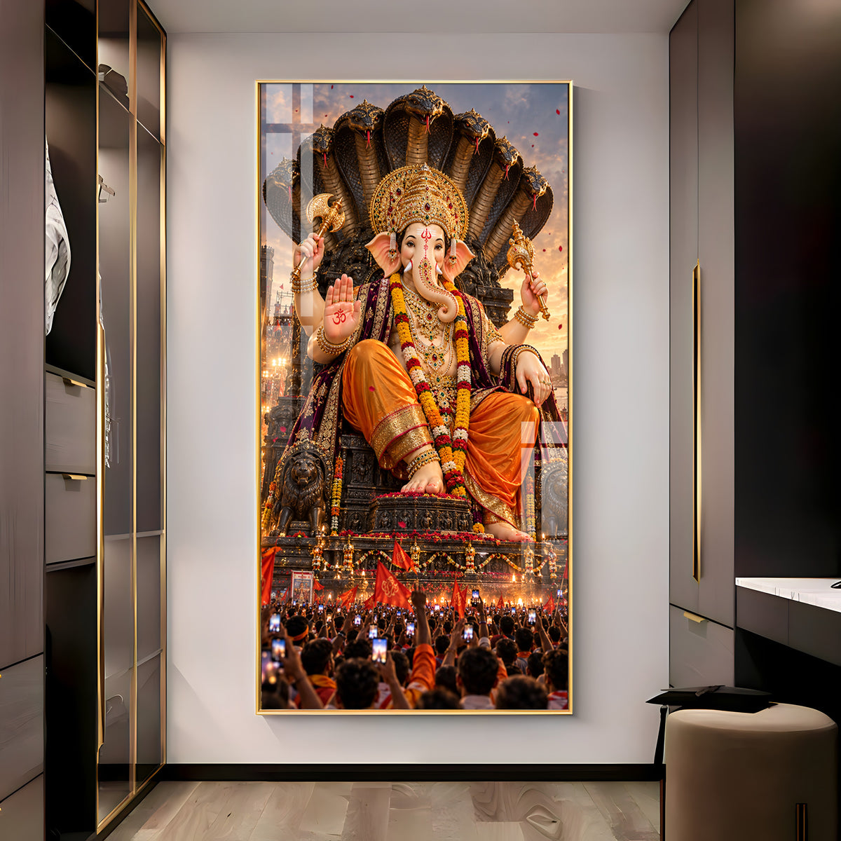 Lalbaugcha Raja Sheshnag Darshan Premium Acrylic Vertical Wall Art