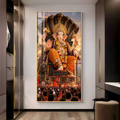Lalbaugcha Raja Sheshnag Darshan Premium Acrylic Vertical Wall Art