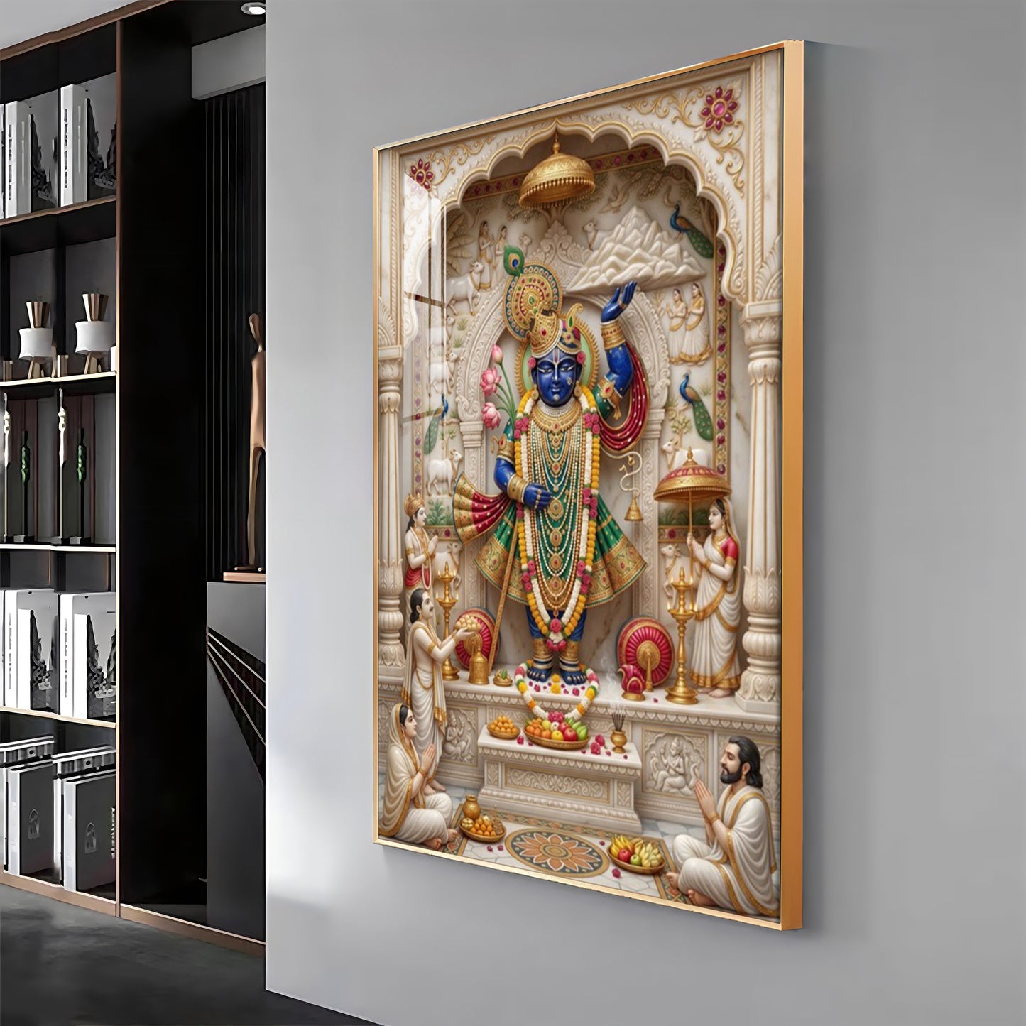 Lord Shrinathji Pichwai Premium Acrylic Vertical Wall Art