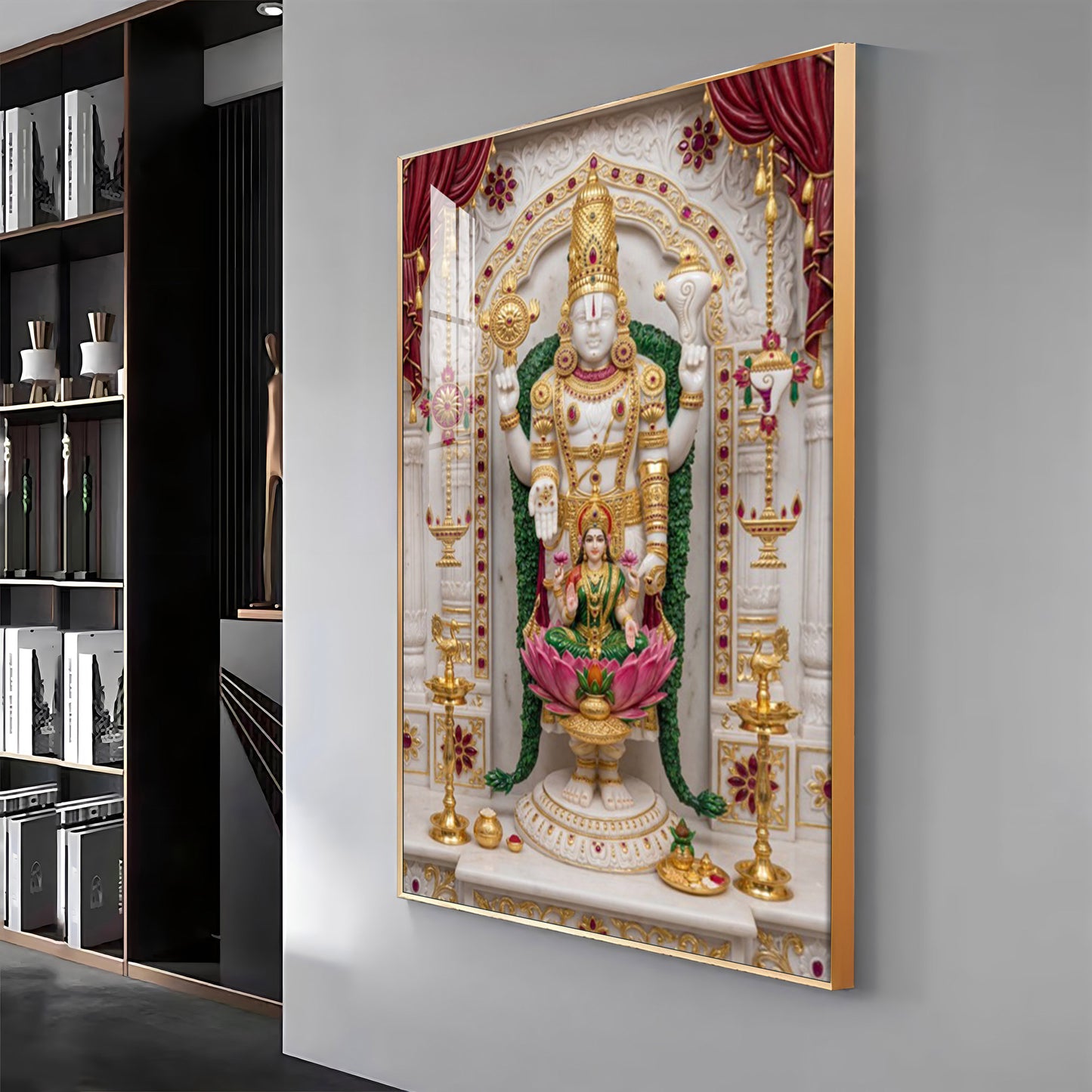 Maa Laxmi Lord Venkateswara Premium Acrylic Vertical Wall Art