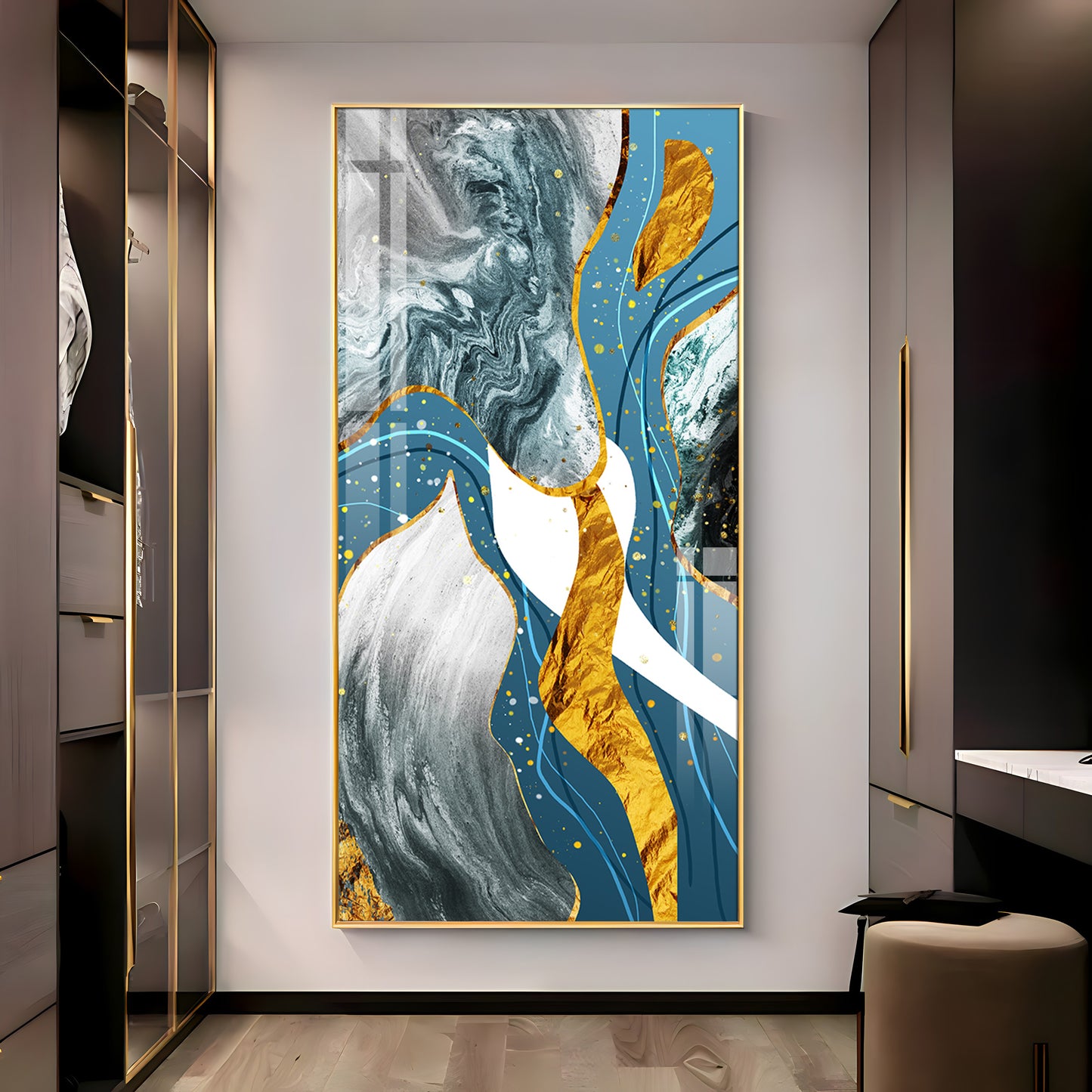 Blue & White Abstraction Premium Acrylic Vertical Wall Art