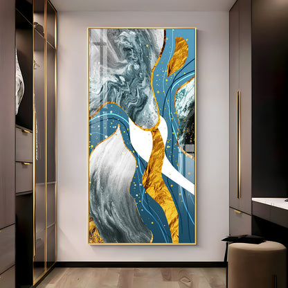 Blue & White Abstraction Premium Acrylic Vertical Wall Art