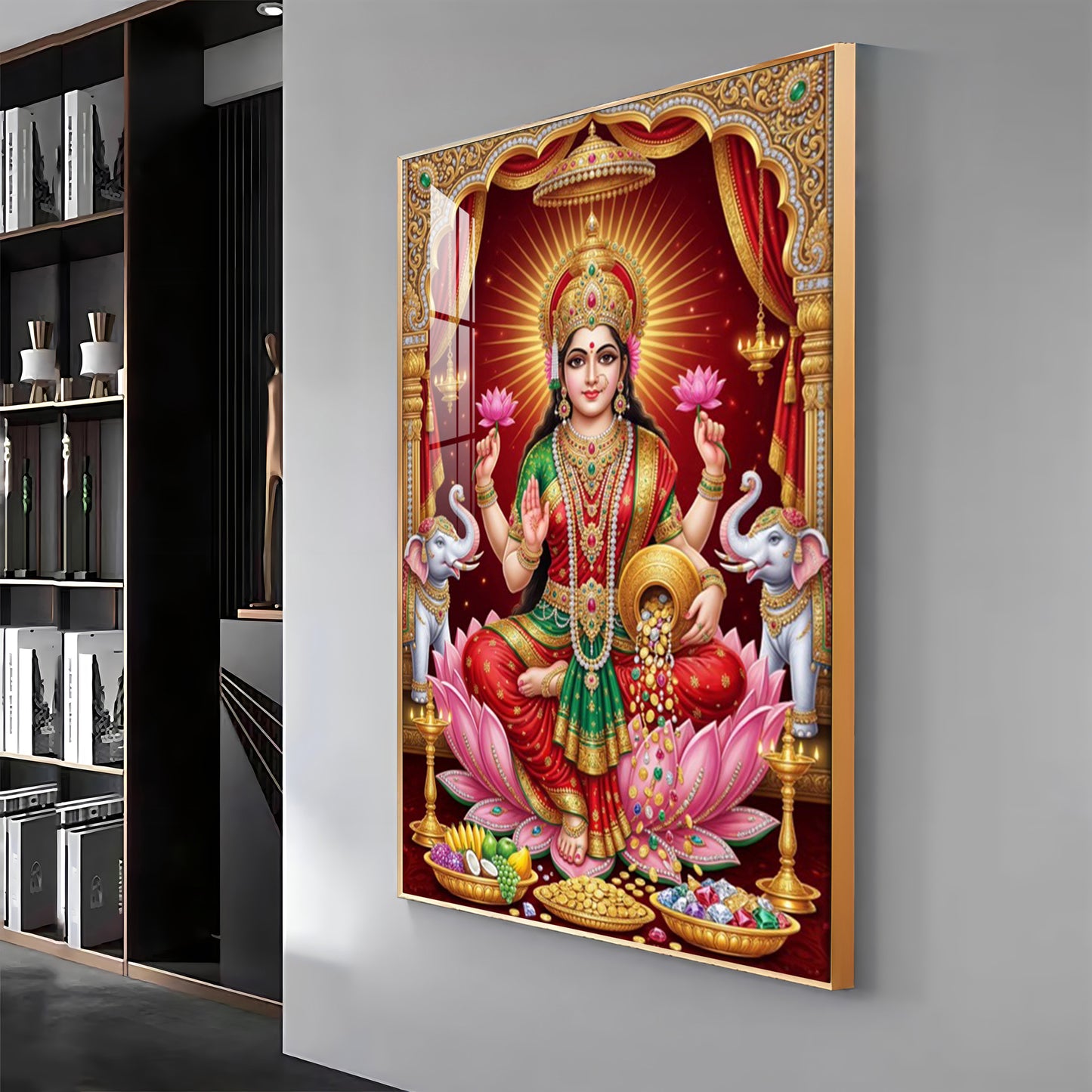Devi Lakshmi Goddess Of Wealth Premium Acrylic Vertical Wall Art