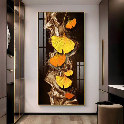Glittering Ginkgo Premium Acrylic Vertical Wall Art