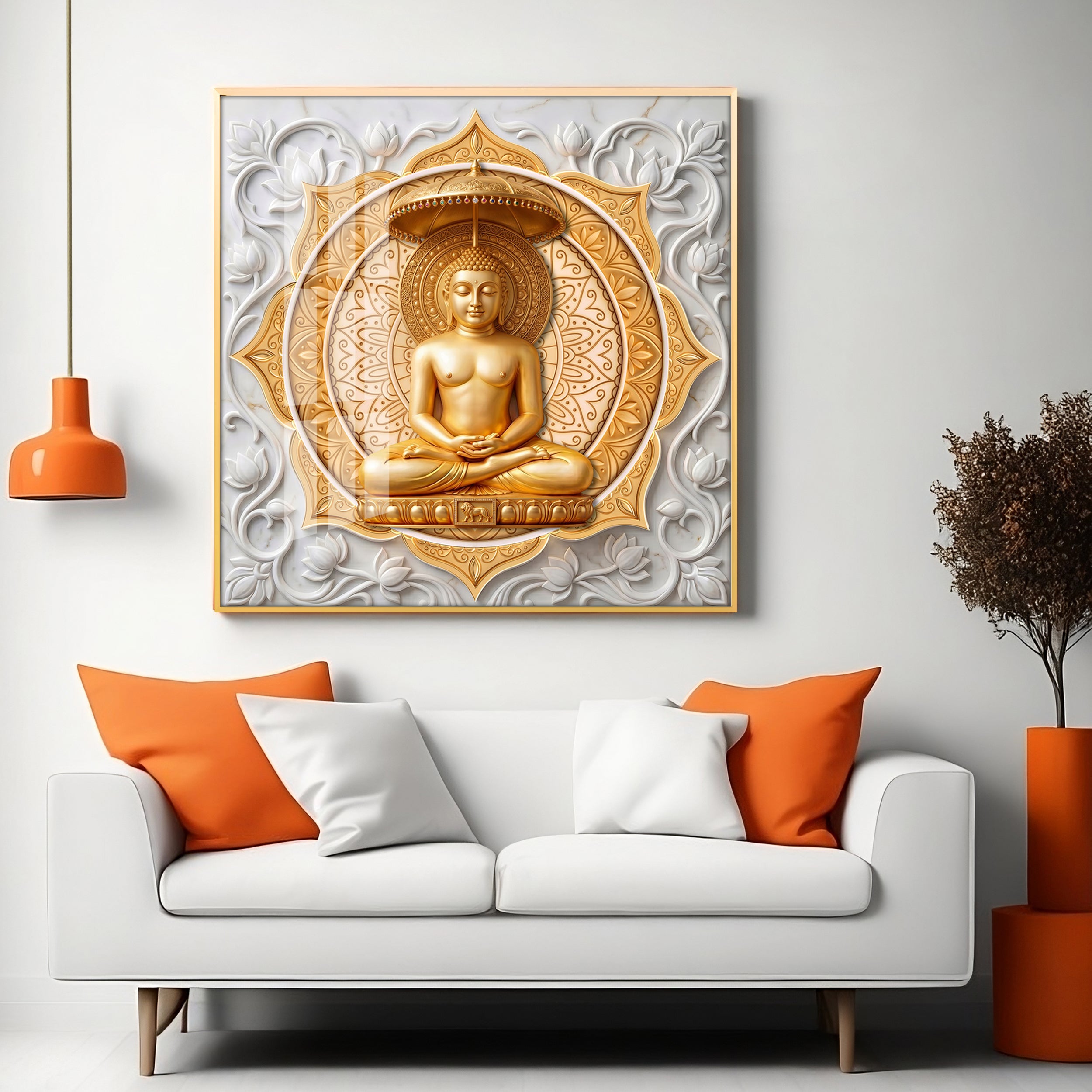 Lord Mahavir In A Meditative Pose Premium Acrylic Square Wall Art