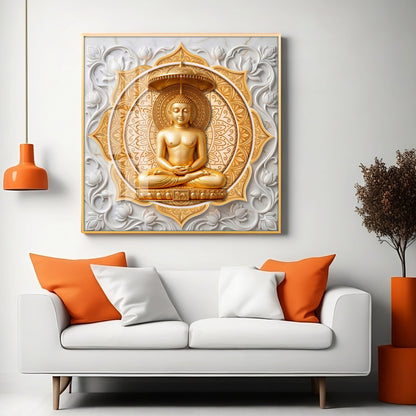 Lord Mahavir In A Meditative Pose Premium Acrylic Square Wall Art