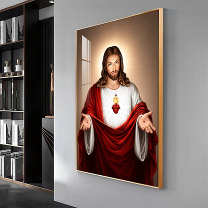 Jesus Christ With The Sacred Heart Premium Acrylic Vertical Wall Art