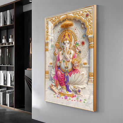Sacred Ganpati Maharaj Premium Acrylic Vertical Wall Art