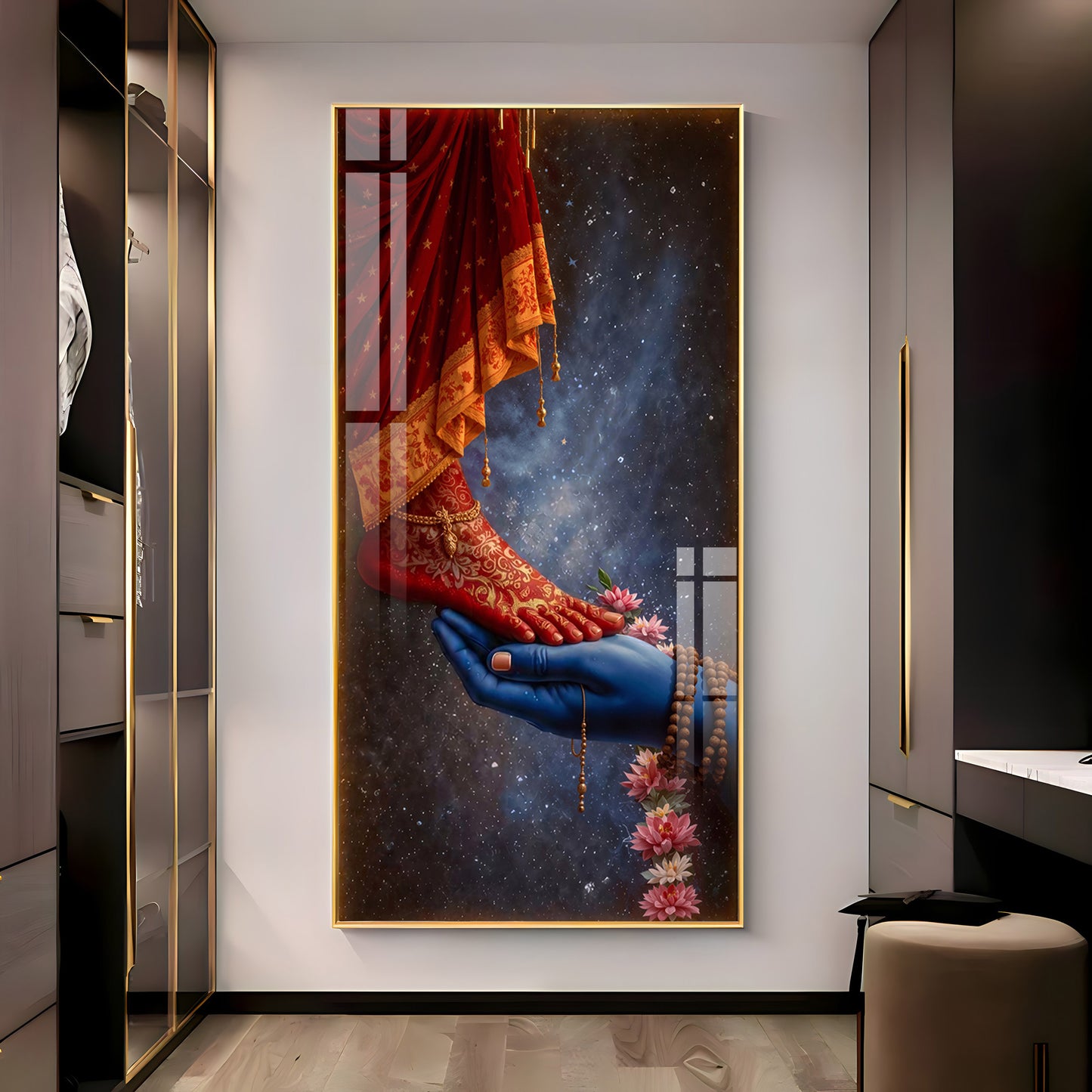 Shiv Ji Hand With Parvati Feet Premium Acrylic Vertical Wall Art