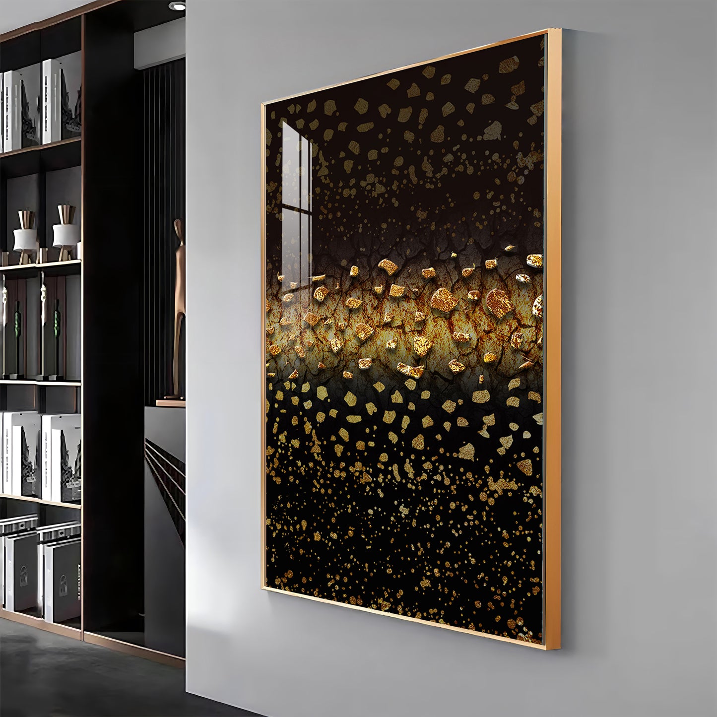 Golden Oasis Premium Acrylic Vertical Wall Art