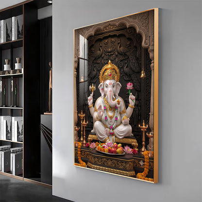 Divine Vighnaharta Ganesh Ji Premium Acrylic Vertical Wall Art