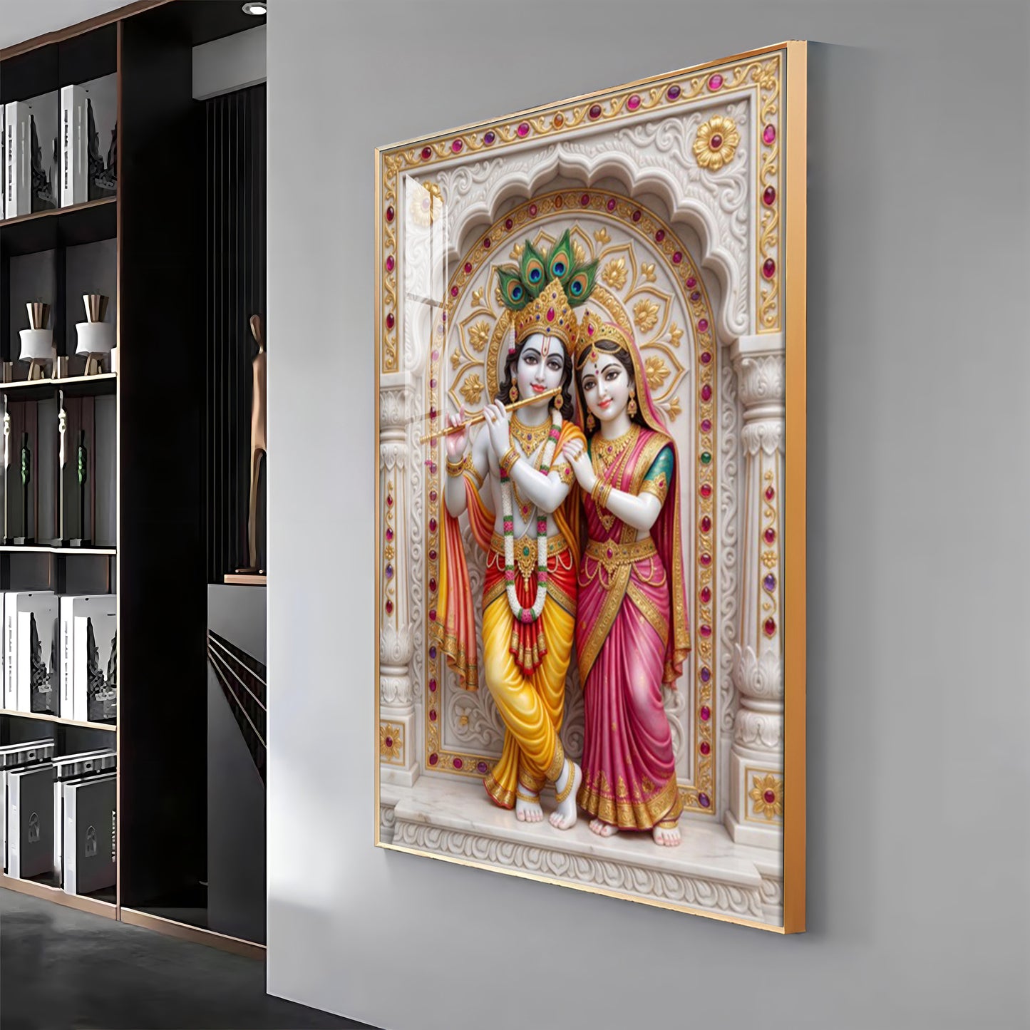 Blessings Of Radha Krishna Premium Acrylic Vertical Wall Art