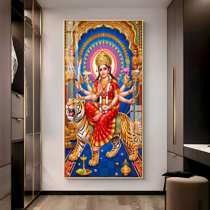 Goddess Durga Divine Premium Acrylic Vertical Wall Art