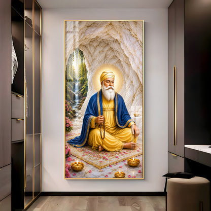 Guru Nanak Dev Ji Meditating Premium Acrylic Vertical Wall Art