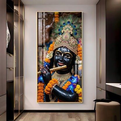 Divine Melody Krishna Premium Acrylic Vertical Wall Art