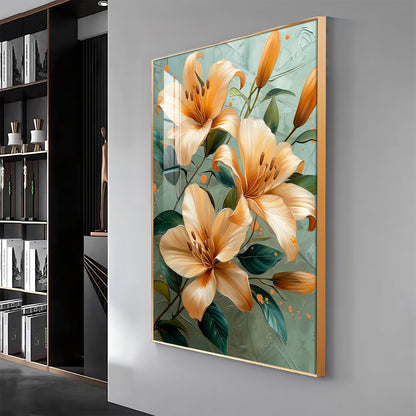 Elegant Orange Lily Flower Premium Acrylic Vertical Wall Art