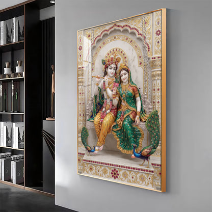 Radiant Radha Krishna Love Premium Acrylic Vertical Wall Art