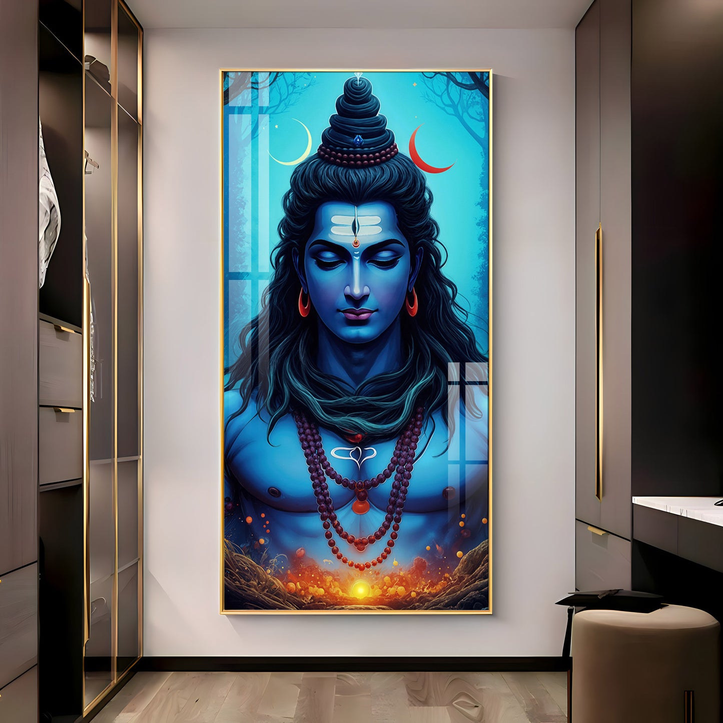 Lord Shiva Premium Acrylic Vertical Wall Art