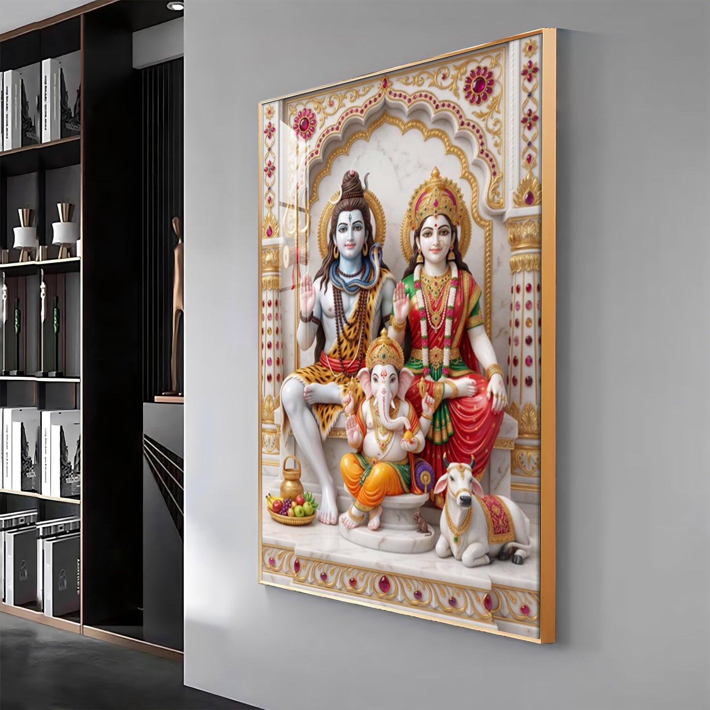Lord Shiv Parvati Parivar Premium Acrylic Vertical Wall Art