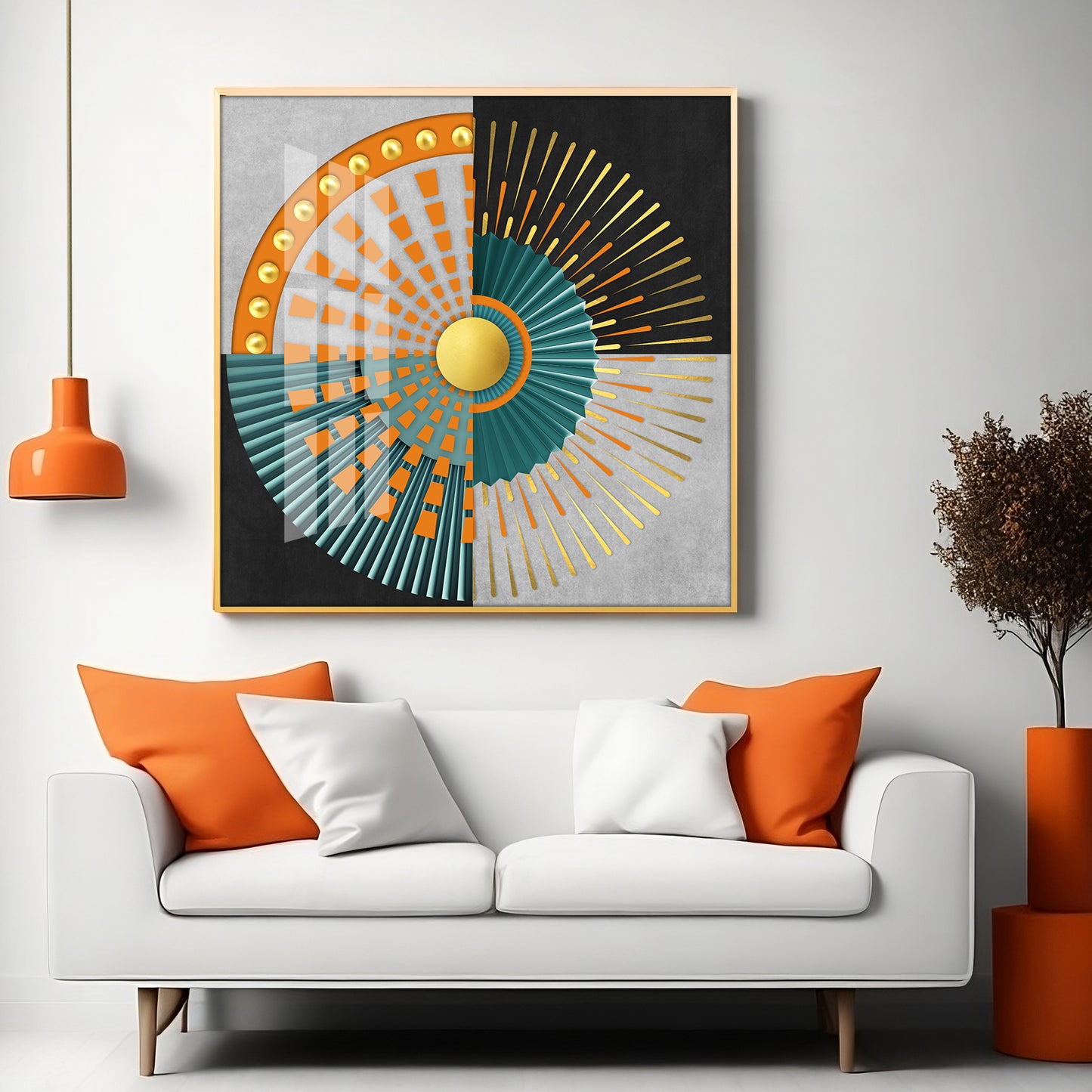 Abstract Geometric Circle Design Premium Acrylic Square Wall Art