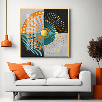 Abstract Geometric Circle Design Premium Acrylic Square Wall Art