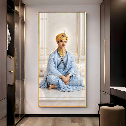 Divine Guru Harkrishan Sahib Premium Acrylic Vertical Wall Art