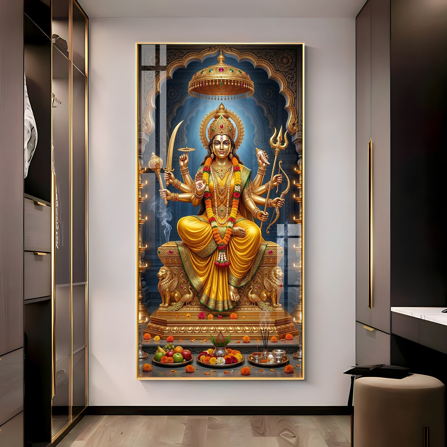 Divine Maa Durga's Blessing Premium Acrylic Vertical Wall Art