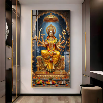 Divine Maa Durga's Blessing Premium Acrylic Vertical Wall Art